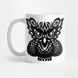 Owl, ornament, drawing, print, original picture, black and white, Gothic Mug